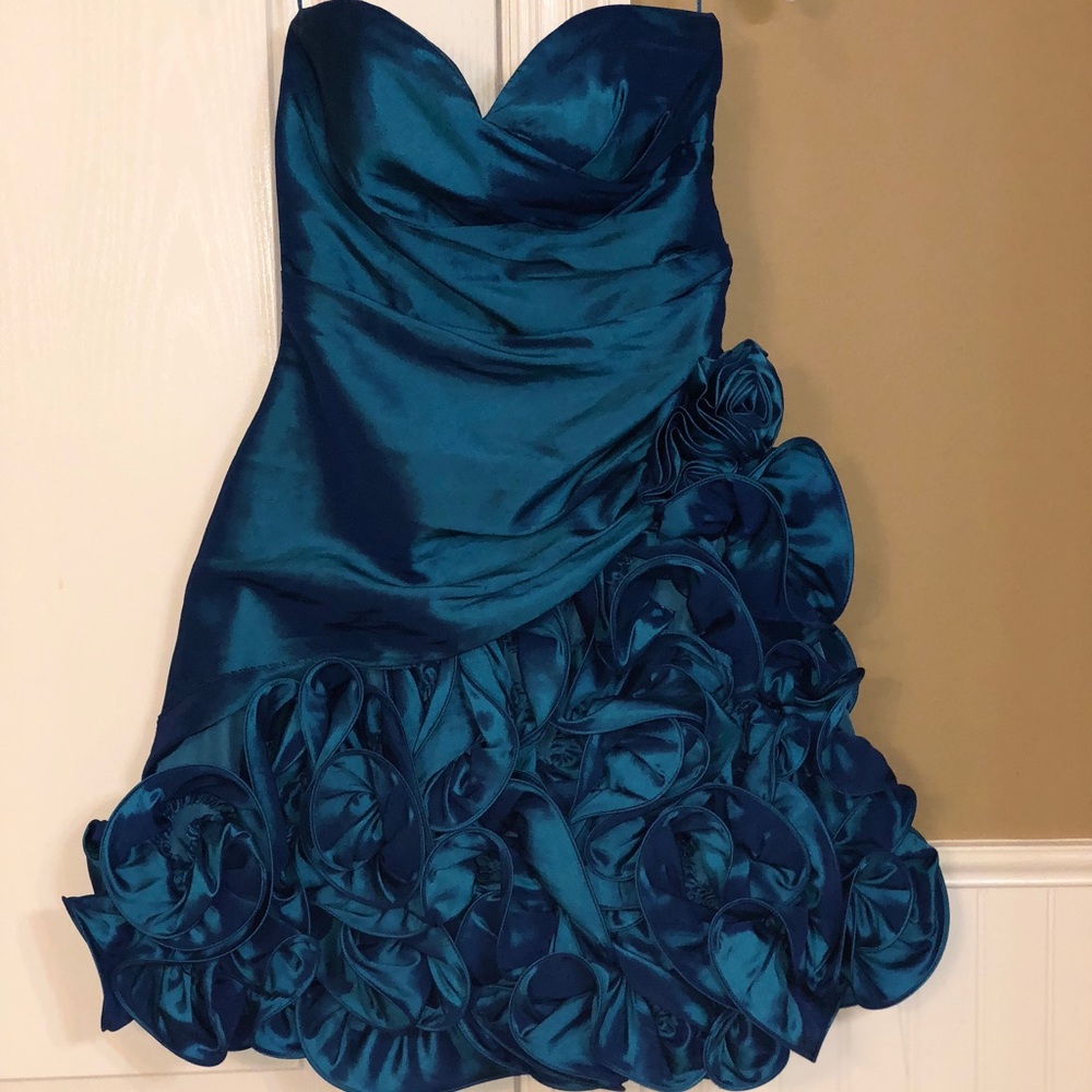 Short Teal Prom/Homecoming Dress with Ruffles